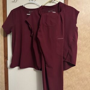 women’s burgundy figs scrub set of 3